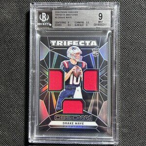 2024 Panini Obsidian Drake Maye Trifecta Swatches Jersey RC Rookie Patriots